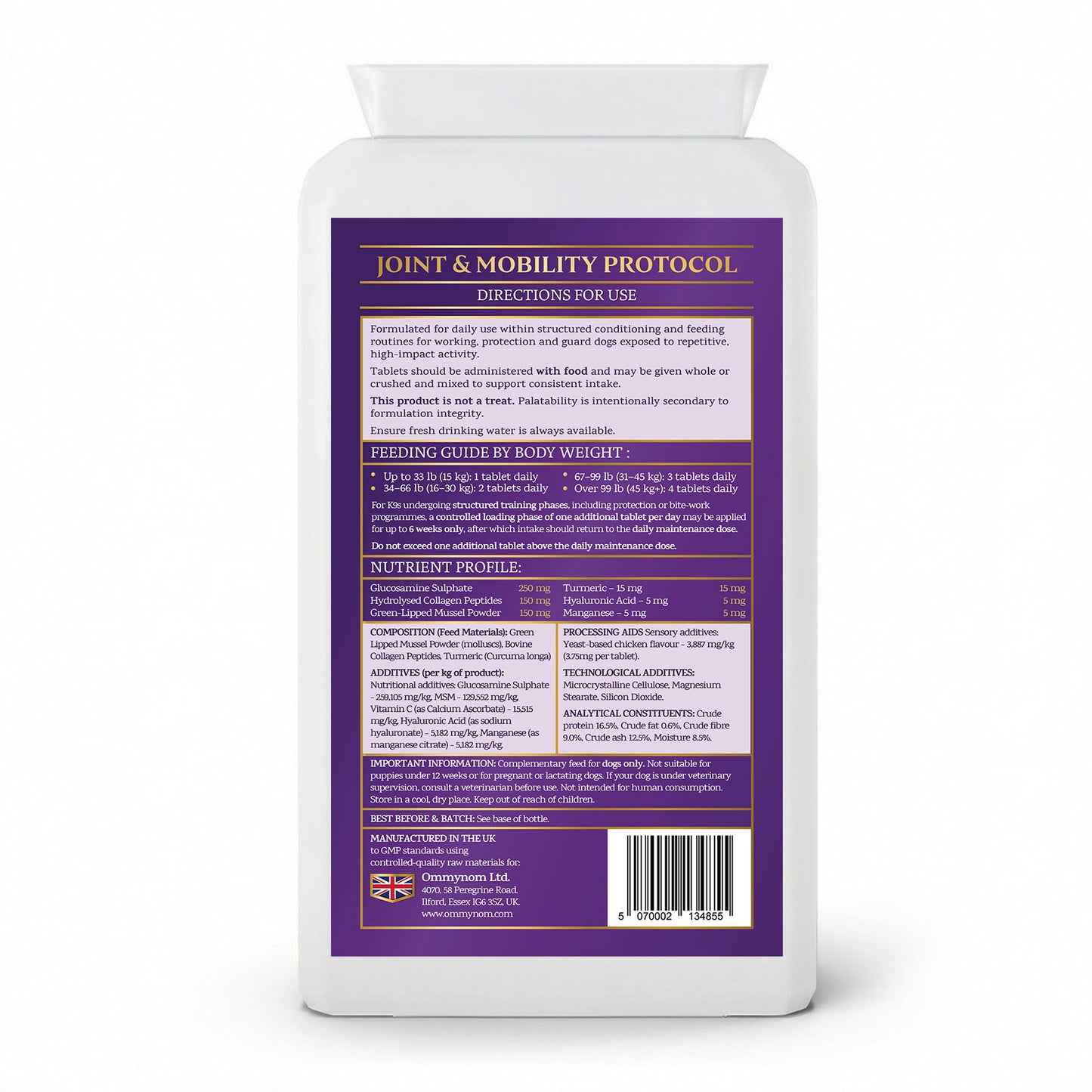 Ommynom Joint & Mobility Protocol – Advanced Joint Supplement for Working Dogs