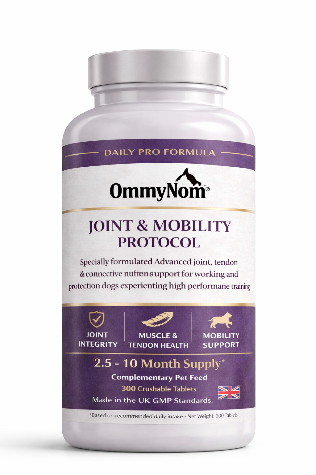 Ommynom Joint & Mobility Protocol – Working Dog Joint Supplement, Advanced Joint & Mobility Vitamins for Dogs (300 Tablets)